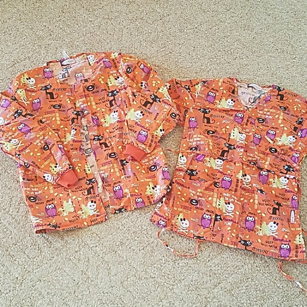 Halloween warm-up jacket and scrub top